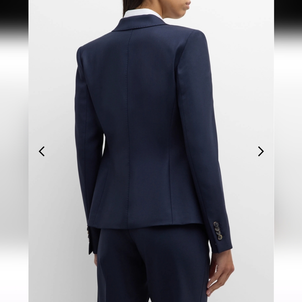 Lafayette 148 Pick Stitch Navy Blue Wool Blazer Size 12 - Picture 4 of 10